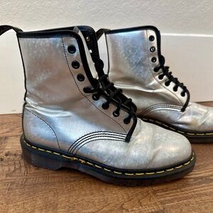Dr. Martens 90's Vintage Holographic Metallic Boots Made in England Size 7 HTF